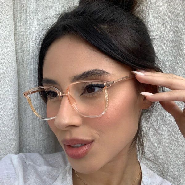 Óculos Feminino MultiFocal Crystal Fashion Com Grau Adaptável Anti Luz Azul