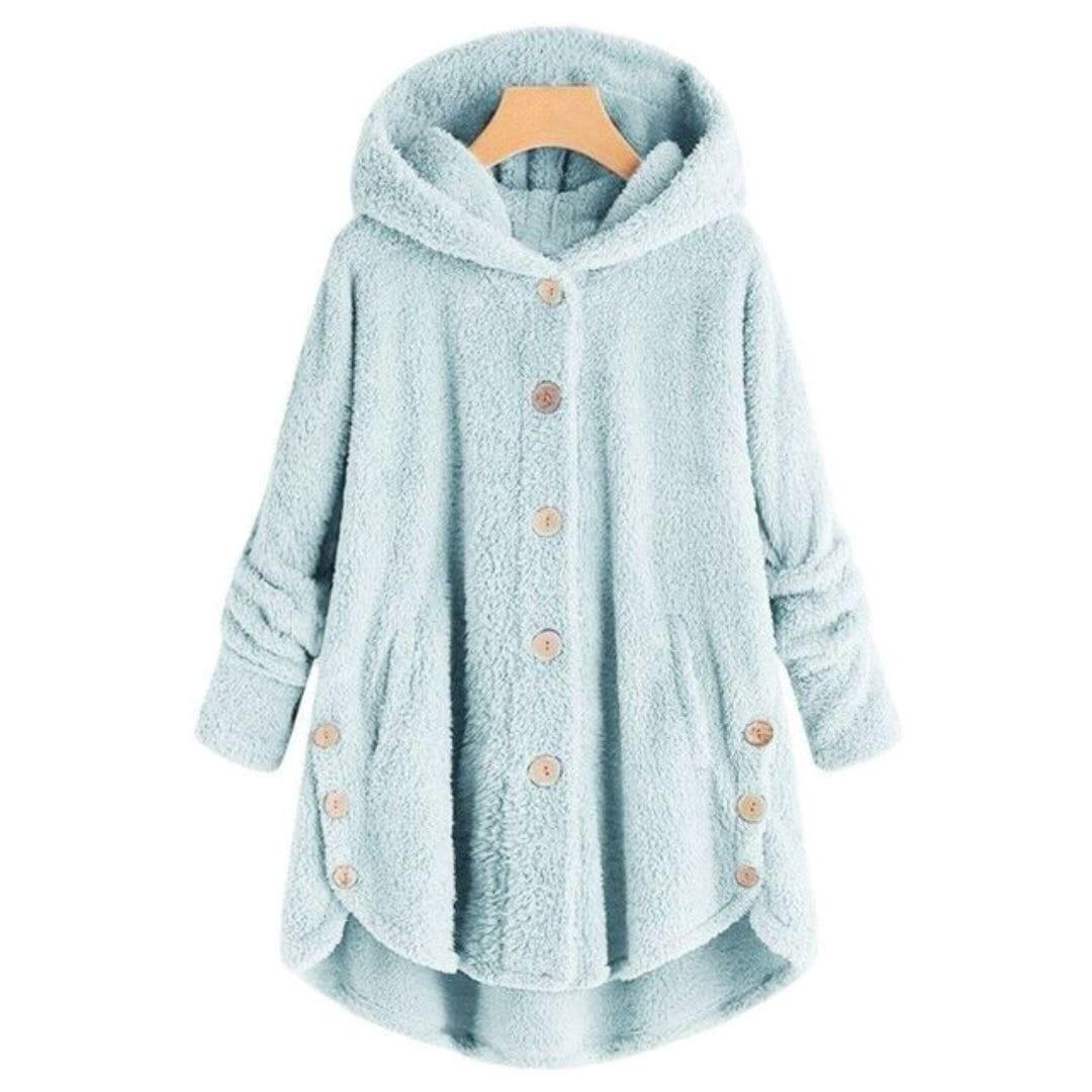 Casaco Feminino Teddy - Com Capuz e Botão