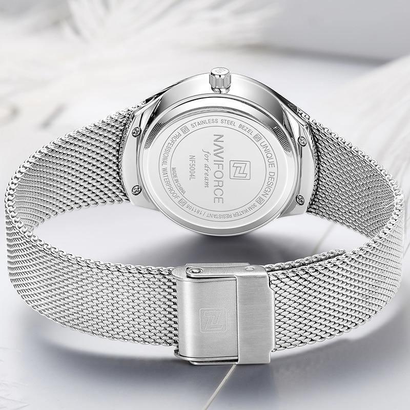 Relógio Feminino Navilady Inox Date À Prova D'água