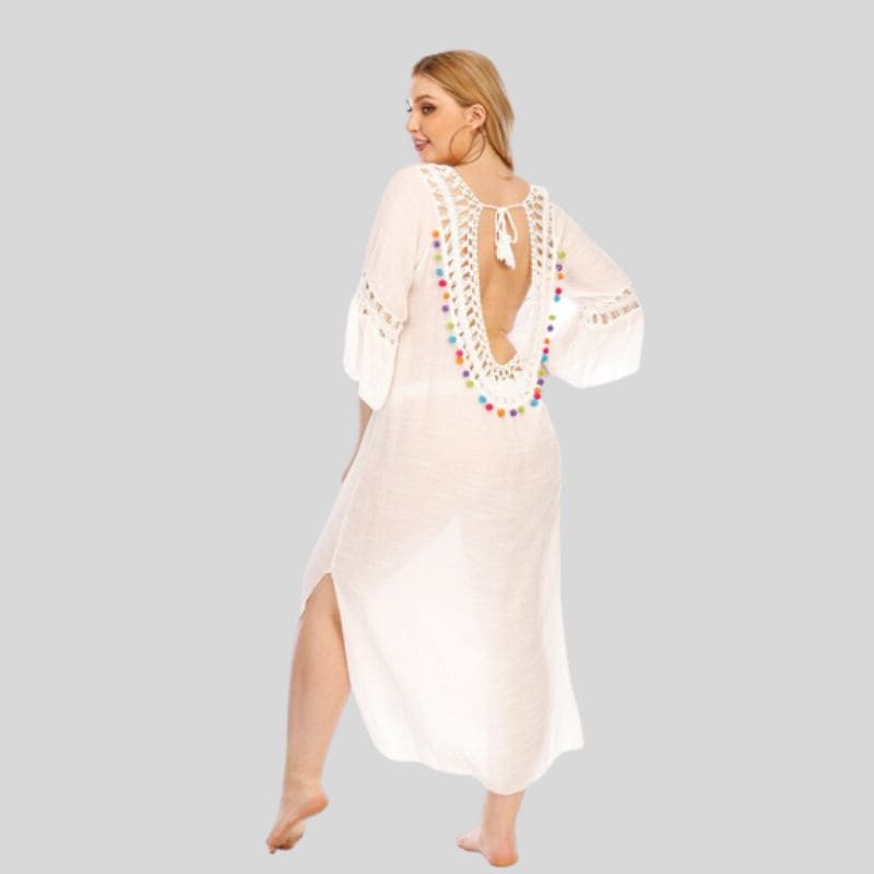 Saída de Praia Feminina Plus Size Longa Branca