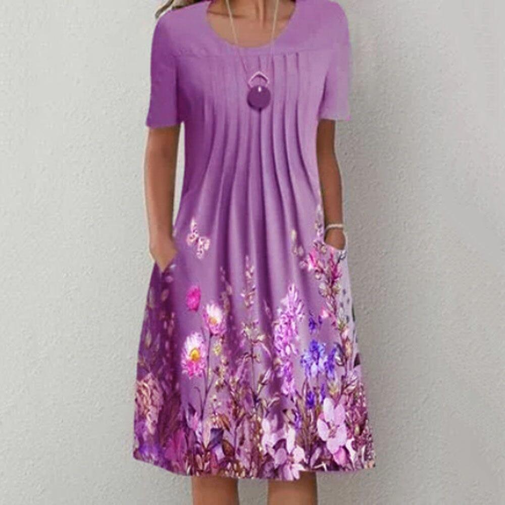 Vestido Feminino Sarita - Estampa Floral, Manga Curta e Bolso
