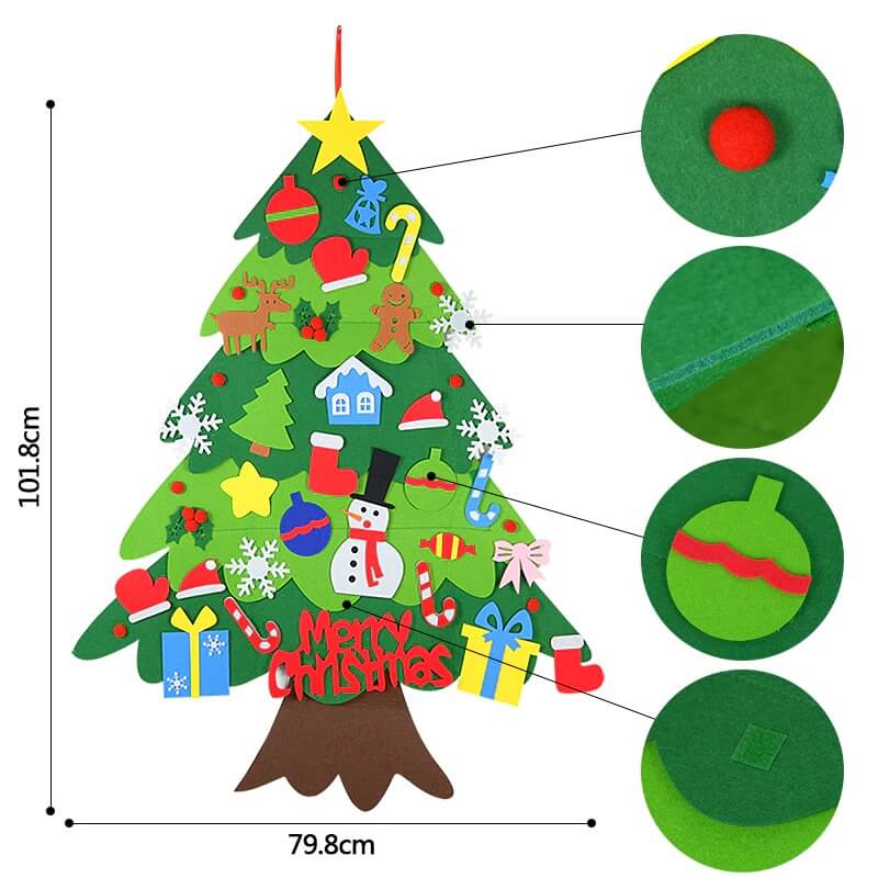 Árvore De Natal Infantil Fun Tree - Montessori 32 Peças + Luzinhas Led