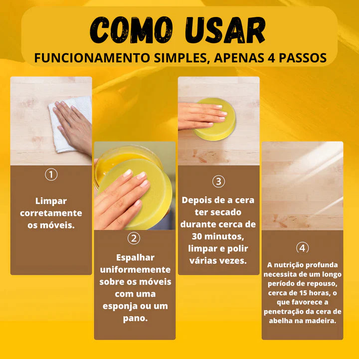 BeeWax® - Cera de Mel para Polimento de Madeiras e Combate de Cupins - PAGUE 1 LEVE 2