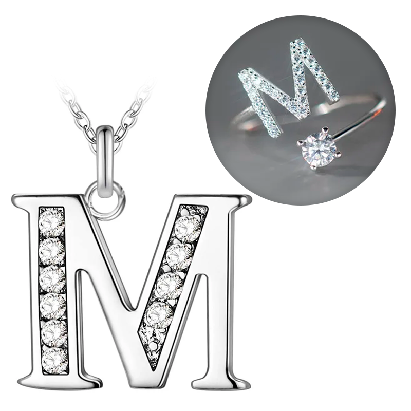 Colar Cravejado Personalizado em Prata 925 Azzy | +Anel de Prata Ajustável (Brinde)