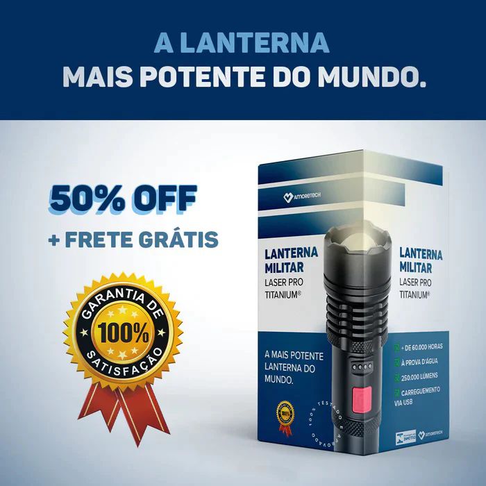 Lanterna MILITAR Pro Titanium® - 50% OFF + FRETE GRÁTIS PROMOÇÃO DO ÚLTIMO DIA!