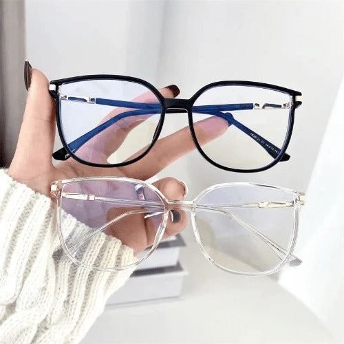 Óculos Feminino MultiFocal Crystal Fashion Com Grau Adaptável Anti Luz Azul