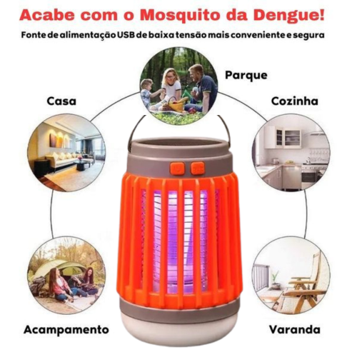 LÂMPADA MATA MOSQUITO RECARREGÁVEL PORTÁTIL