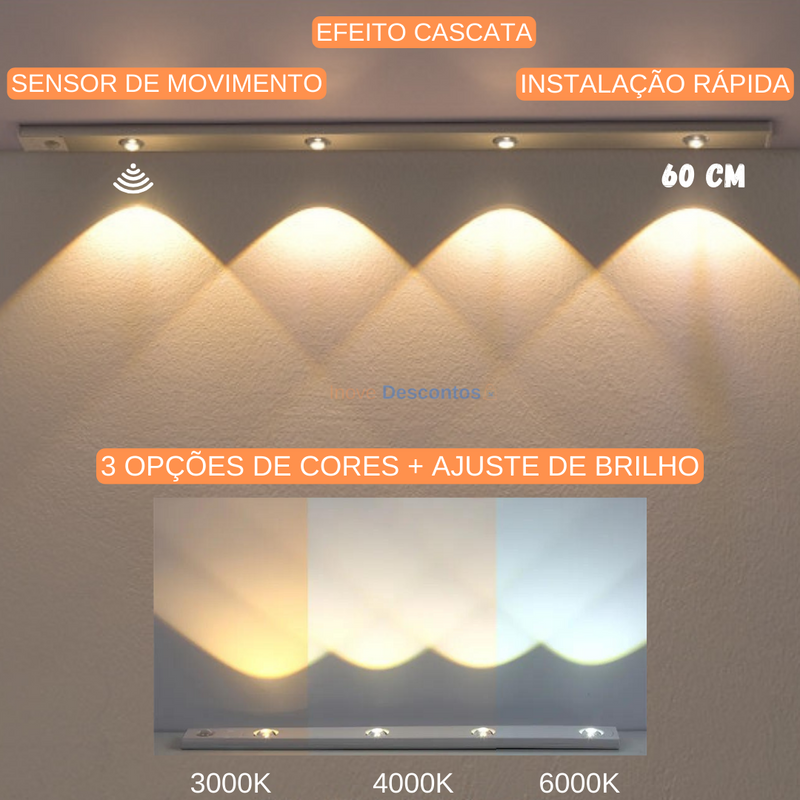 (COMPRE 1 LEVE 2) Kit 2 Luminárias Recarregável com sensor de movimento