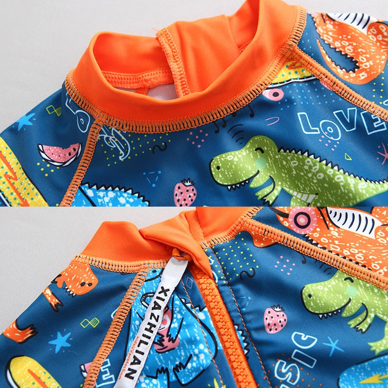 Conjunto de Banho Infantil Masculino Dinossauro Com Proteção UV