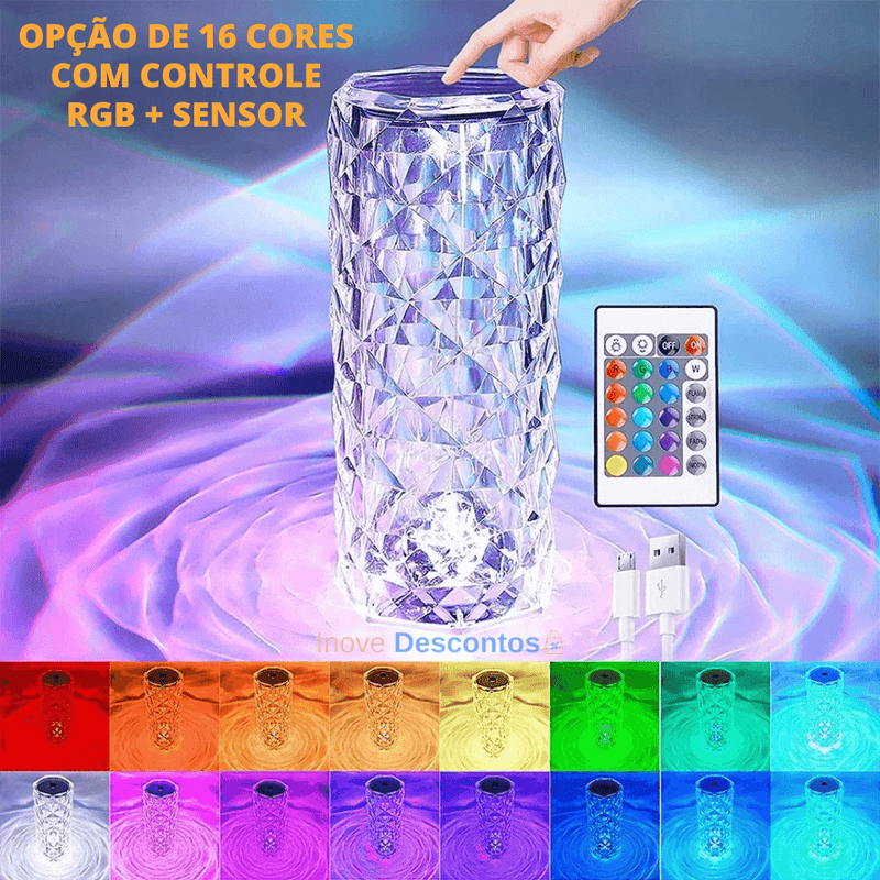 Luminária com LED e Toque Touch - Cristal Lux + Brinde Surpresa