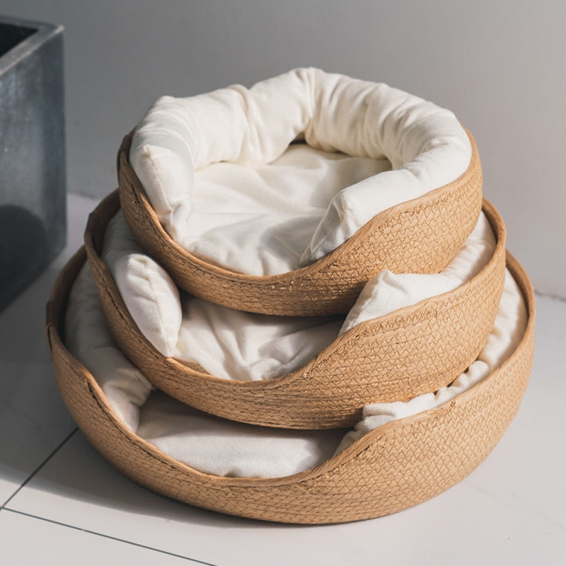 Cama Ecológica de Rattan para Cachorros e Gatos - Pet Couch