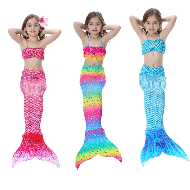 Conjunto de Praia Infantil Feminino Biquíni + Cauda Sereia