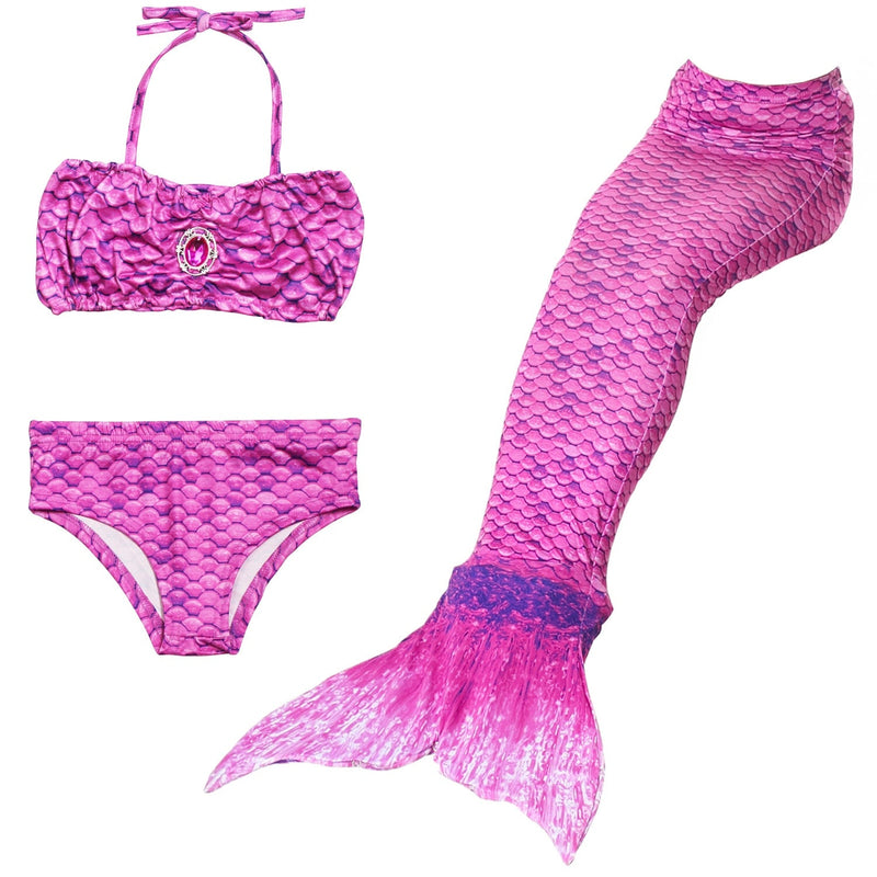 Conjunto de Praia Infantil Feminino Biquíni + Cauda Sereia