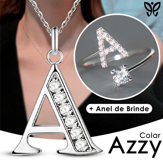 Colar Cravejado Personalizado em Prata 925 Azzy | +Anel de Prata Ajustável (Brinde)