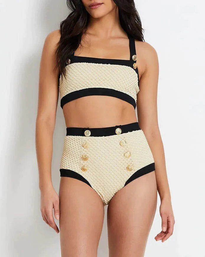 Biquíni Feminino Elaine Modelo Hot Pants Com Botões Dourados