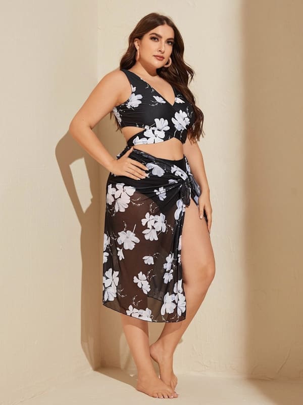 Biquíni feminino Plus Size 3 Peças