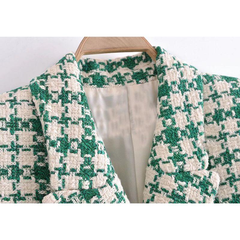 Blazer Feminino Fabiola - Texturizado Verde Botão Dourado