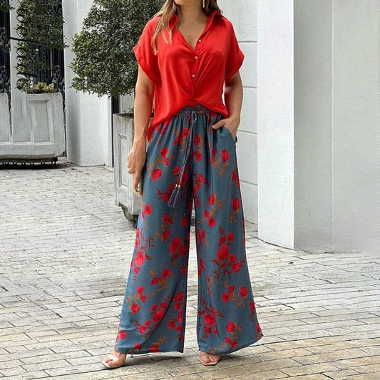 Conjunto Feminino Aila com Calça Estampada e Blusa