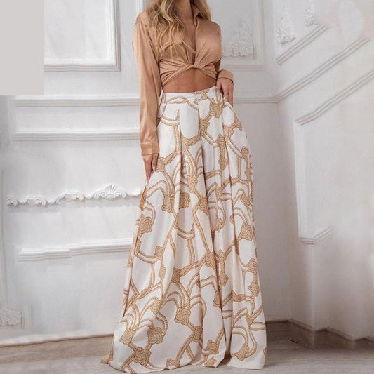 Conjunto Feminino Taisa Cropped Calça Bolso Estampada Verão
