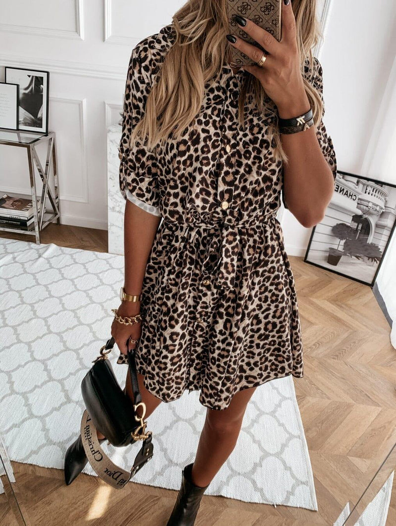 Vestido Feminino Aninha Animal Print Curto