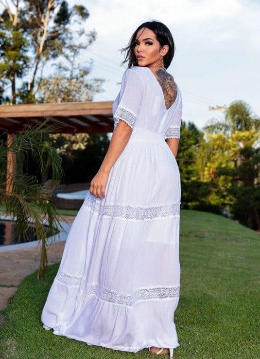 Vestido Feminino Myle Manga Curta Modelo Longo Verão