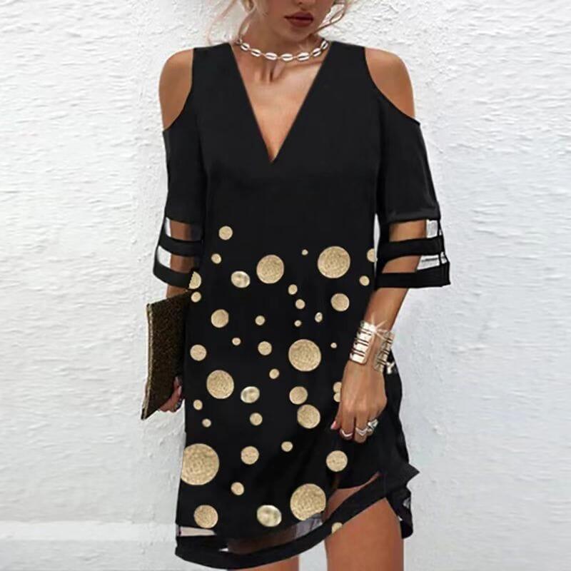 Vestido Feminino Olga Curto com Detalhes Estampado