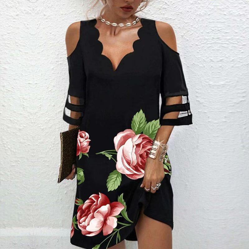 Vestido Feminino Olga Curto com Detalhes Estampado