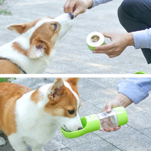 Garrafa de Água e Porta Ração Portátil Para Cães e Gatos