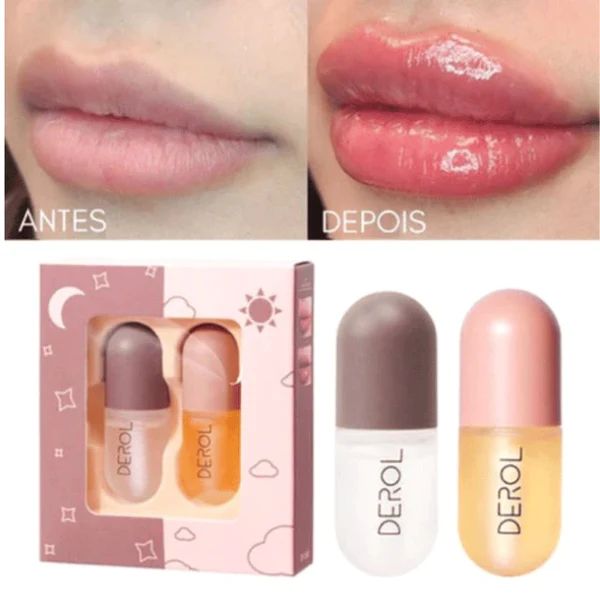 DEROL Lip Plumper Aumento Labial Volume instantâneo- kit dia e noite