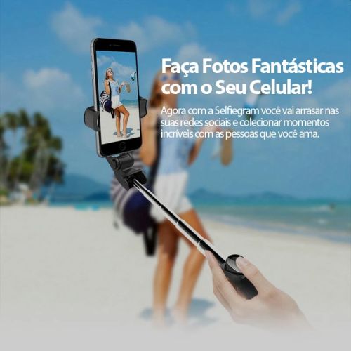 Tripé Bastão Selfie Bluetooth 3 em 1