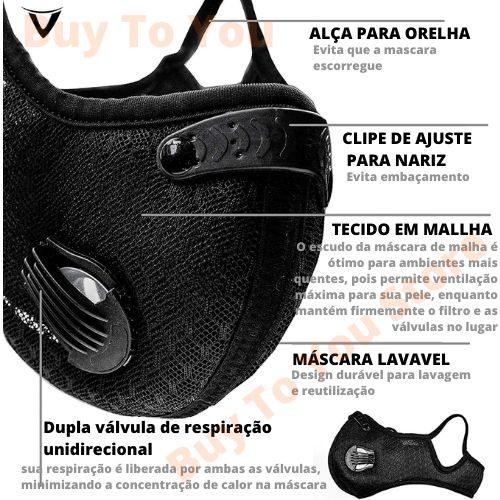 Bandana Esportiva com Válvulas e Filtro de Ar