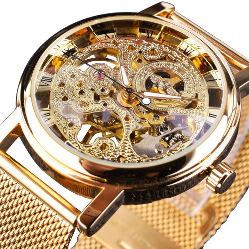 Reloj de fondo transparente casual de lujo Winner 